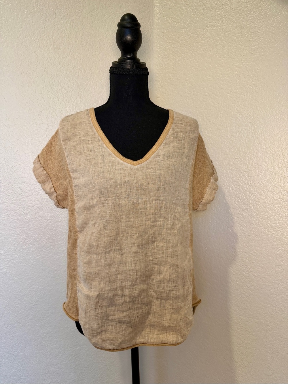 Meo Meli Made in Italy Linen Cotton Textured One Size Women’s V Neck